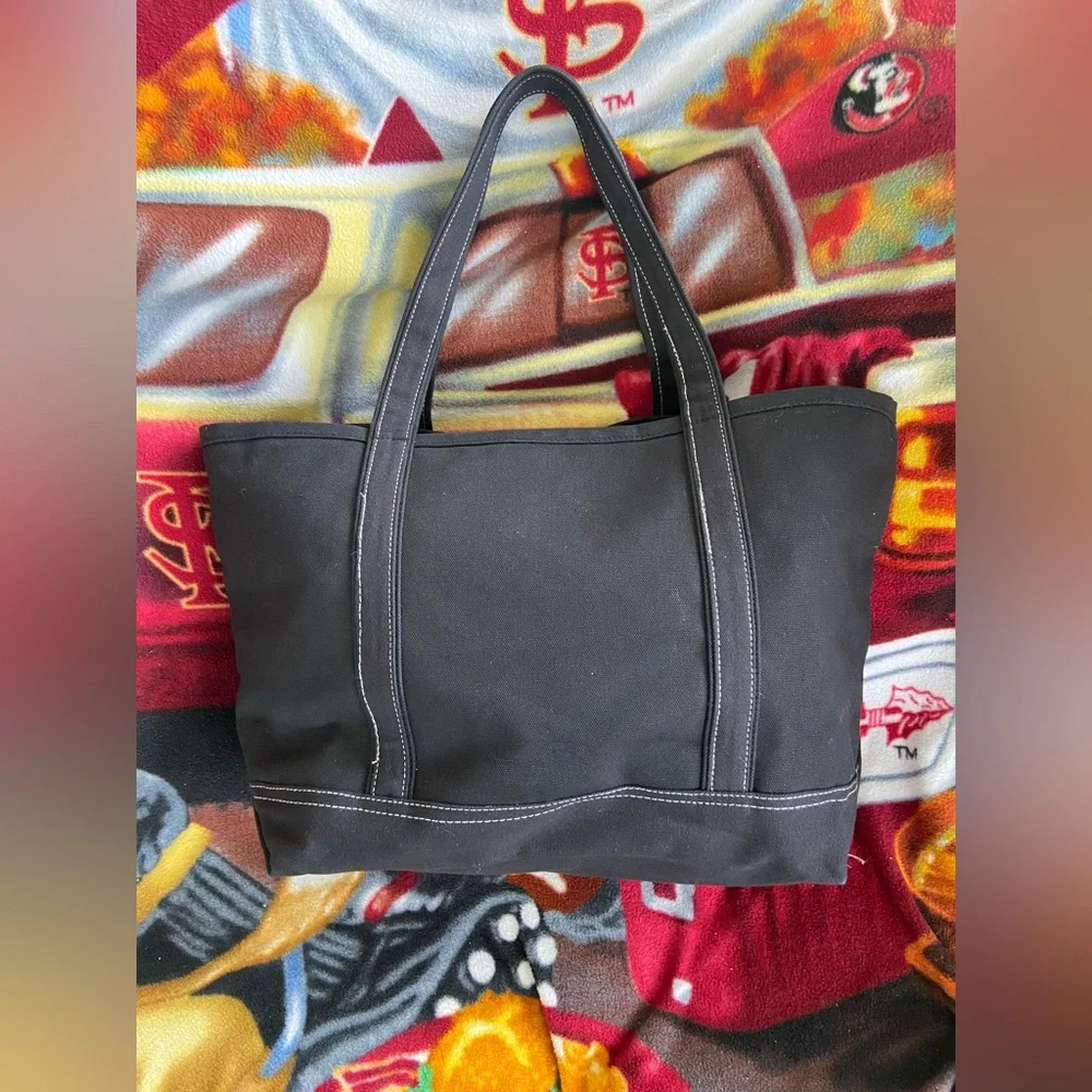 Florida State University Black Handcrafted Canvas Tote with FSU Logo Patchwork
